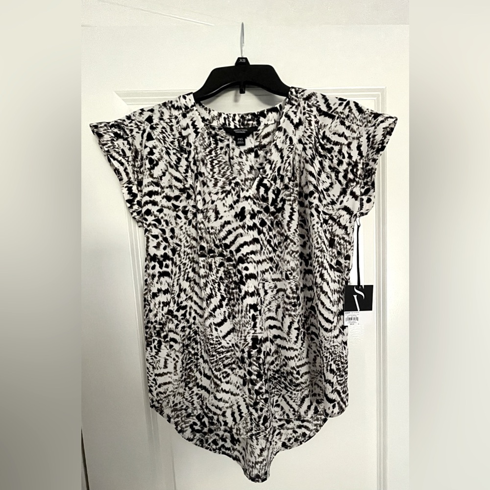 NWT Simply Vera Wang Snake Print V-neck Blouse Petite X-Small Popover Woven